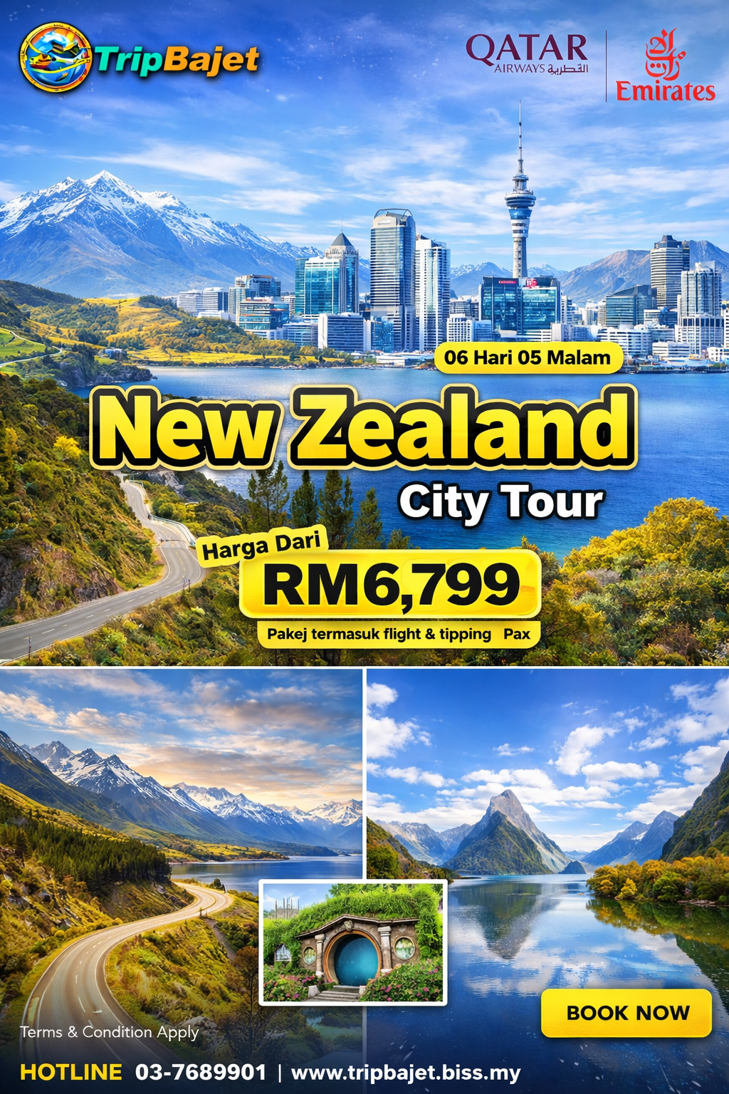 Poster Pakej New Zealand TripBajet