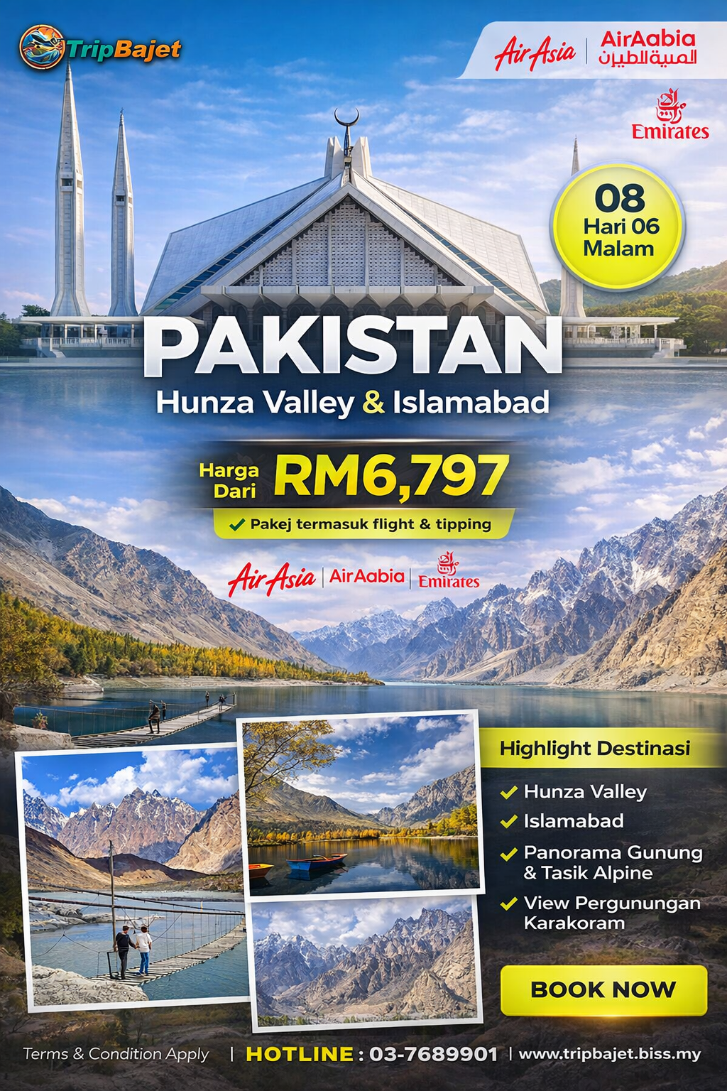 Poster Pakej Pakistan TripBajet 8 Hari 6 Malam